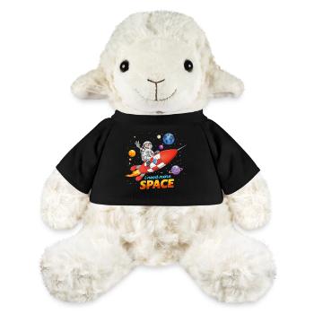 Ich brauche mehr Platz. Astronaut auf Raketenillustration - MiniFeet® Schaf Annika - Schwarz - Vorne