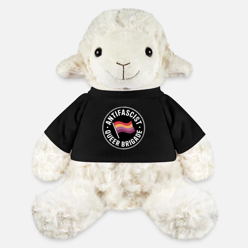 Antifascist Queer Brigade - Antifa Pride Merch - Mouton en peluche Annika MiniFeet® - noir