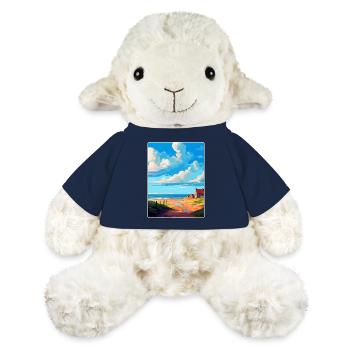 Beadnell Angleterre Royaume-Uni Affiche de voyage vintage souvenir - Mouton en peluche Annika MiniFeet® - bleu marine - Devant