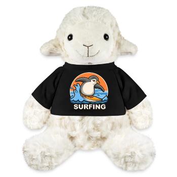 Surfender Pinguin auf Welle - MiniFeet® Schaf Annika - Schwarz - Vorne