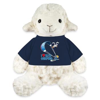 J’adore le kitesurf - dessin drôle style dessin animé - Mouton en peluche Annika MiniFeet® - bleu marine - Devant