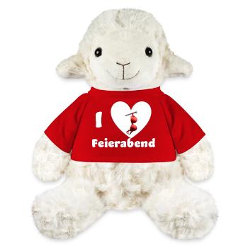 « I Love Feierabend – Enlève ton soutien-gorge et détends-toi » - Mouton en peluche Annika MiniFeet® - rouge - Devant