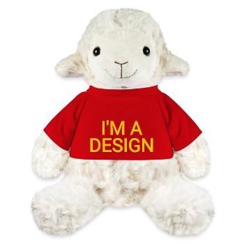 Je suis un drôle de dicton de texte jaune design - Mouton en peluche Annika MiniFeet® - rouge - Devant