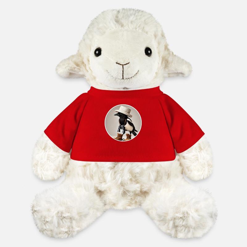 Magpie with binoculars and hat - MiniFeet® Sheep Annika - red