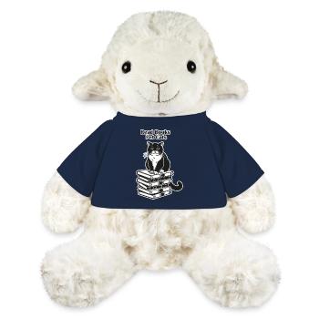 Chat assis sur des livres - Lire des livres, Chat de compagnie Design - Mouton en peluche Annika MiniFeet® - bleu marine - Devant