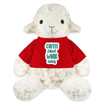 Le café d’abord Travailler plus tard - Mouton en peluche Annika MiniFeet® - rouge - Devant
