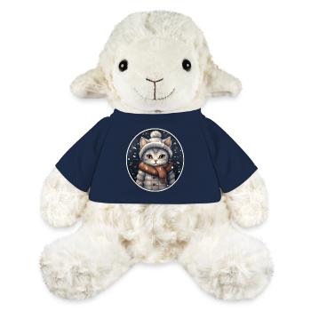 Chat avec chapeau, écharpe et veste dans les chutes de neige - Mouton en peluche Annika MiniFeet® - bleu marine - Devant