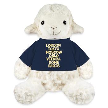 Collage du monde de la ville dans le style vintage - Mouton en peluche Annika MiniFeet® - bleu marine - Devant