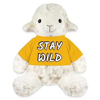 Reste sauvage, Audacieux, blanc sur fond noir - Mouton en peluche Annika MiniFeet® - jaune soleil - Devant