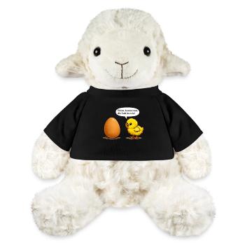 Un poussin qui appelle son pote dans l’œuf, jeu de mots de dessin animé - Mouton en peluche Annika MiniFeet® - jaune soleil - Devant