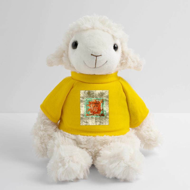 Rust square on grey texture MiniFeet® Sheep Annika