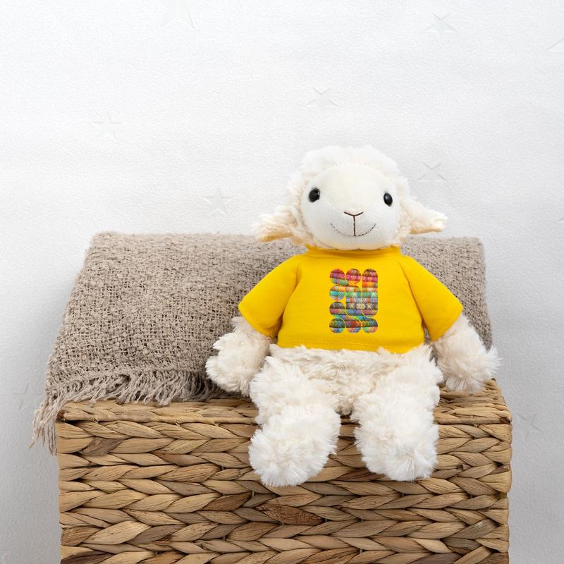 Bright Knitted Patchwork MiniFeet® Sheep Annika