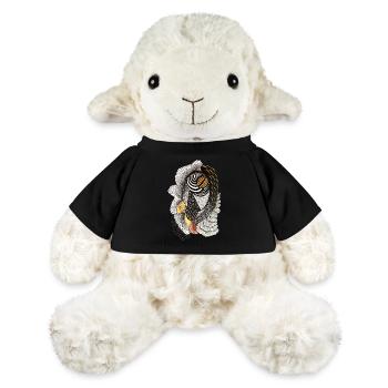 Dessin géométrique au trait avec motif à l’échelle - Mouton en peluche Annika MiniFeet® - jaune soleil - Devant
