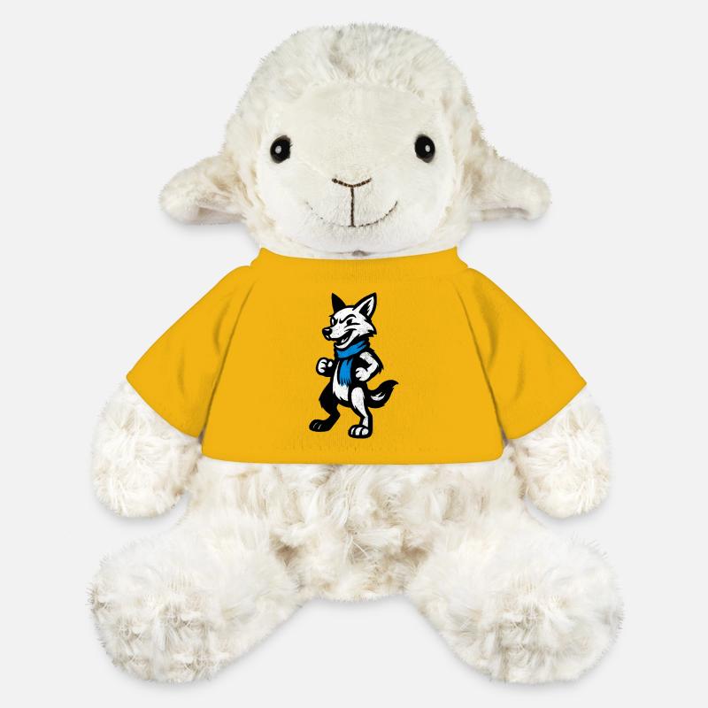 Wolf hero with blue scarf - MiniFeet® Sheep Annika - sun yellow