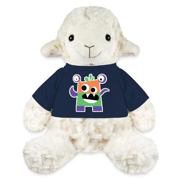 Buntes Blockmonster | Lustiges geometrisches Chibi - MiniFeet® Schaf Annika - French Navy - Vorne