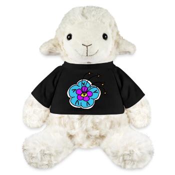 Fleur bleue motif floral fleur rétro - Mouton en peluche Annika MiniFeet® - jaune soleil - Devant