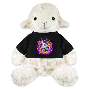Neon DJ Häschen mit Flammenfarben - MiniFeet® Schaf Annika - Sonnengelb - Vorne