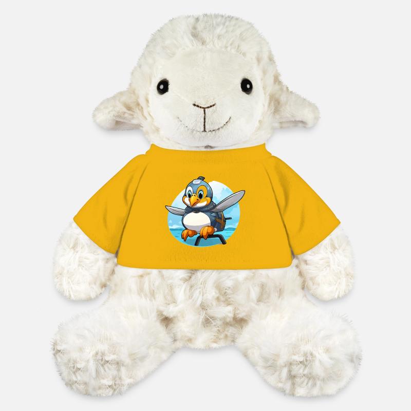 Flying penguin with backpack - MiniFeet® Sheep Annika - sun yellow