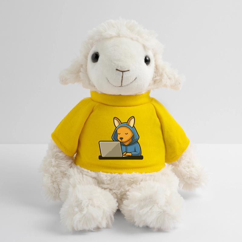 Mignon hacker kangourou en sweat à capuche devant PC Mouton en peluche Annika MiniFeet®