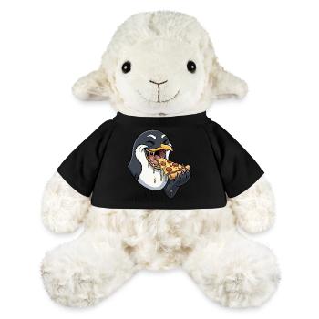 Dessin animé Drôle de cochon mangeant de la pizza Fast Food - Mouton en peluche Annika MiniFeet® - jaune soleil - Devant