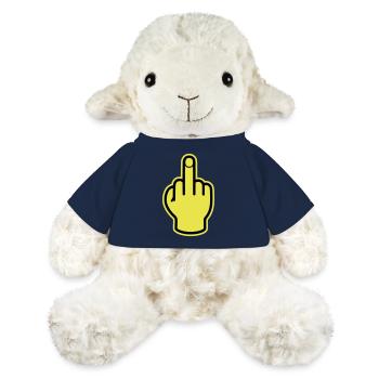 Main du majeur provocante - Mouton en peluche Annika MiniFeet® - bleu marine - Devant