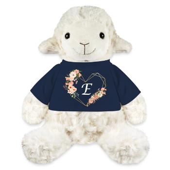 Buchstabe e florales goldenes Herz - MiniFeet® Schaf Annika - French Navy - Vorne