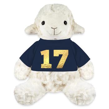 Numéro 17 paillettes doré - 17e anniversaire - Mouton en peluche Annika MiniFeet® - bleu marine - Devant