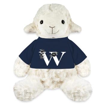 Lettre w floral noir et blanc - Mouton en peluche Annika MiniFeet® - bleu marine - Devant