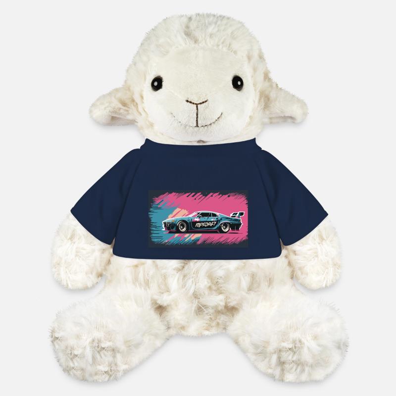 Voiture de course bleu-violet - Mouton en peluche Annika MiniFeet® - bleu marine