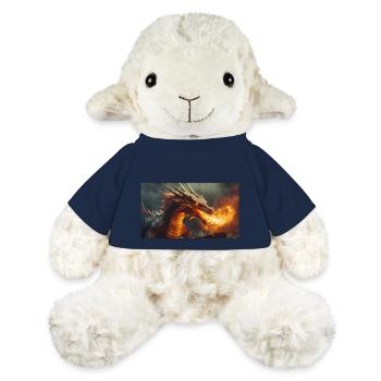 Ein realistischer, majestätischer dunkler Drache, der Flammen speit - MiniFeet® Schaf Annika - French Navy - Vorne