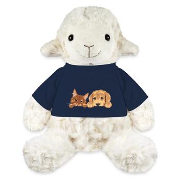 Guckende Ingwerkatze und Golden Retriever Welpe - MiniFeet® Schaf Annika - French Navy - Vorne