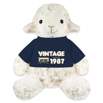 Rétro Vintage 1987 Nostalgique Anniversaire Hommes Femmes - Mouton en peluche Annika MiniFeet® - bleu marine - Devant