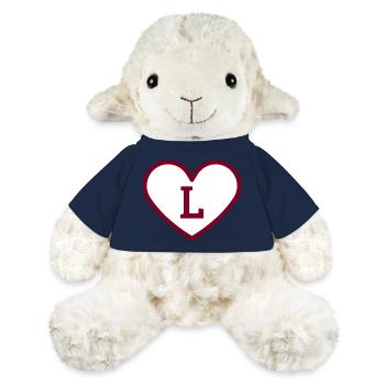 Lettre l cœur sport tendance bordeaux -idée cadeau - Mouton en peluche Annika MiniFeet® - bleu marine - Devant