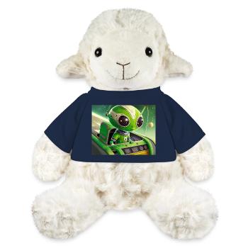 mignon petit extraterrestre rétro vintage vert volant un OVNI - Mouton en peluche Annika MiniFeet® - bleu marine - Devant