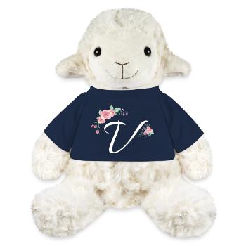 Lettre v fleurs - Mouton en peluche Annika MiniFeet® - bleu marine - Devant