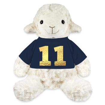 Numéro 11 paillettes doré - 11e anniversaire - Mouton en peluche Annika MiniFeet® - bleu marine - Devant