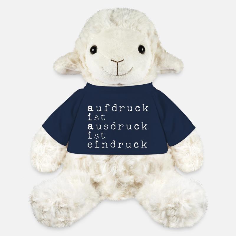 L’empreinte, c’est l’expression, c’est l’impression, le jeu de mots blanc - Mouton en peluche Annika MiniFeet® - bleu marine