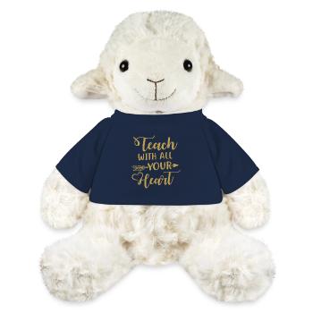 Teach with all your heart - lovely teacher - Mouton en peluche Annika MiniFeet® - bleu marine - Devant