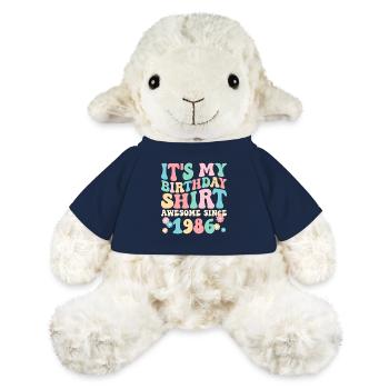 Anniversaire 1986 Chemise d’anniversaire Génial depuis 1986 - Mouton en peluche Annika MiniFeet® - bleu marine - Devant