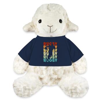 Rugby, silhouette rugbyman, vintage, fan de rugby - Mouton en peluche Annika MiniFeet® - bleu marine - Devant
