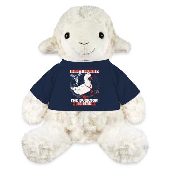 Docteur Blague, Canard comique, Drôle de docteur disant, jeu de mots - Mouton en peluche Annika MiniFeet® - bleu marine - Devant