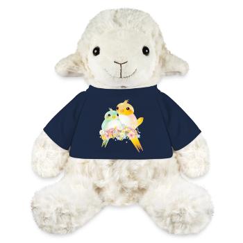 Deux canaris arrondis dans une splendeur de fleurs - Mouton en peluche Annika MiniFeet® - bleu marine - Devant