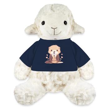 Kawaii Loutre Boissons Boba Bubble Tea Chibi - Mouton en peluche Annika MiniFeet® - bleu marine - Devant