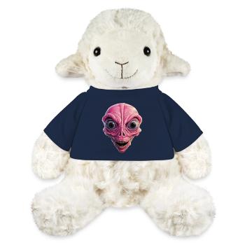 Extraterrestre choqué, choc, visage extraterrestre, curiosité - Mouton en peluche Annika MiniFeet® - bleu marine - Devant