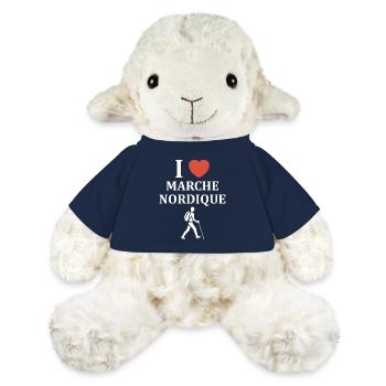 Randonné humour marche nordique - Mouton en peluche Annika MiniFeet® - bleu marine - Devant