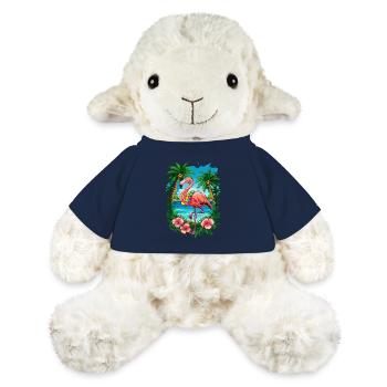 Tropical Flamingo Summer Vibes Beach Scene - MiniFeet® Schaf Annika - French Navy - Vorne