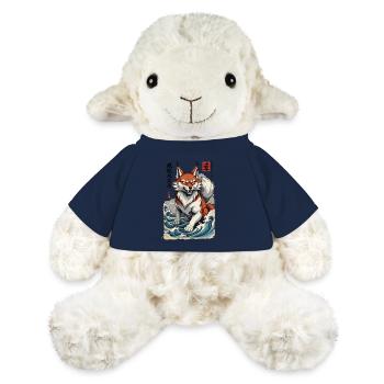 Renard Kitsune japonais de style Ukiyo-E vintage - Mouton en peluche Annika MiniFeet® - bleu marine - Devant
