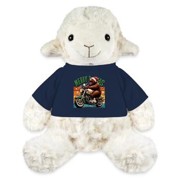 Noël Noël ours moto rétro biker drôle - Mouton en peluche Annika MiniFeet® - bleu marine - Devant