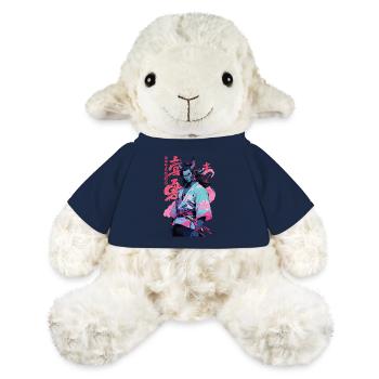 Samouraï Oni Yokai Esthétique Style Vaporwave - Mouton en peluche Annika MiniFeet® - bleu marine - Devant