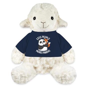 Moins de gens, plus de pandas, dicton humoristique - Mouton en peluche Annika MiniFeet® - bleu marine - Devant